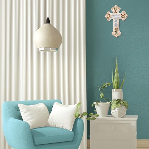 AMAJY Cross with Flower and Lord's Prayer - Religious Resin Wall Art Panel