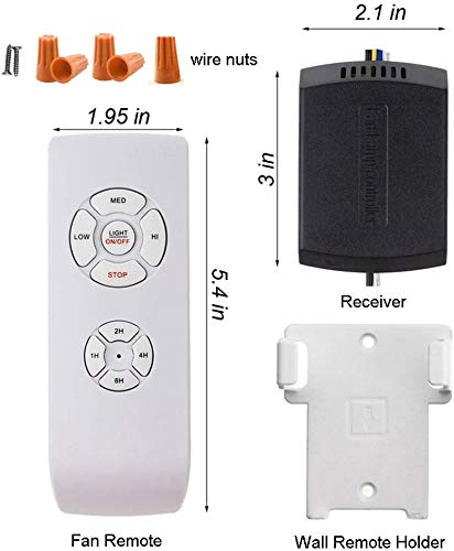 3 Pack Universal Small Size Ceiling Fan Remote Control Kit, Mini Wireless Remote Control and Receiver Kits for Ceiling Fan Lamp 3Remotes+3Receivers