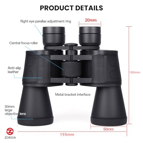 10x50 Professional High-Power Binoculars for Adults