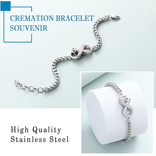 Imrsanl Infinity Urn Bracelet Cremation Jewelry for Ashes Infinity-Silver