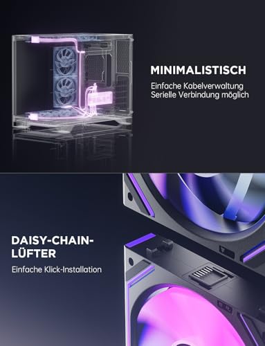 AsiaHorse DAWN Pro RGB PC Fan 120 mm Case Fan Pack of 3 ARGB Daisy Chain PC Fan [Infinity Mirror] [HDB] 71 CFM/1850 RPM/2.6 MMH2O 4 Pin PWN & 5V 3-Pin ARGB for Asus Aura ASRock GIGABYTE MSI black 3 x 120MM-Forward