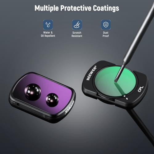 NEEWER Magnetic ND Filter Set Compatible with DJI Osmo Pocket 3 / Pocket 4 / Xtra Muse, 6 Pack ND16 ND32 ND64 ND256 CPL UV Lens Filter Accessories Kit 6 Pack ND+CPL+UV w/Cleaning Cloth