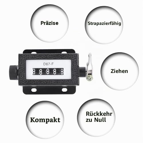 5-Digit Mechanical Counter Manual Manual Pull Counter Resettable 0-99999 for Baling Press Textile Industry and Mechanical Engineering