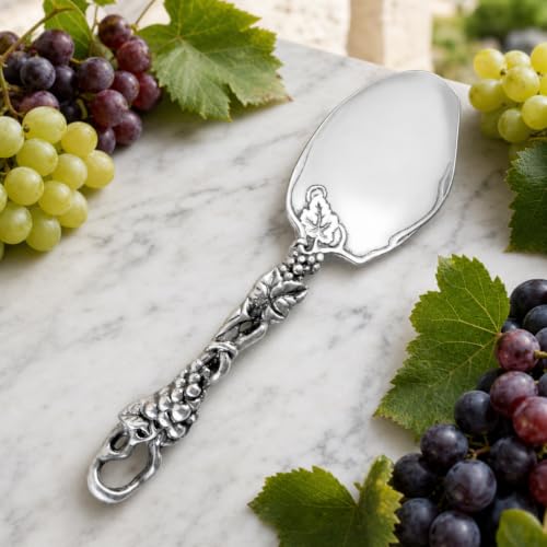 Arthur Court Grape buffet serving spoon made of premium aluminum, 11.5 inches long, ideal for entertaining and serveware.