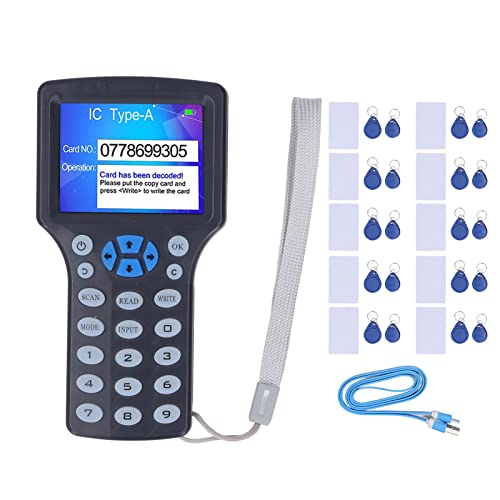 [Australia - AusPower] - NFC Card Reader Duplicator 2.8inch HD Full Color Screen Writer 10 Frequency Key Card with USB Port Supports ISO 14443 A Cards EM Cards AWID Cards 