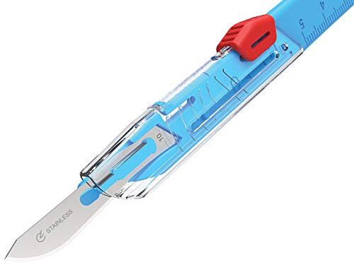 Gima – Sterile Stainless Steel Safety Scalpels, Self-Locking Blade Guard, Handle with Scale, Single Use, No. 10, 10 Individually Wrapped Scalpels
