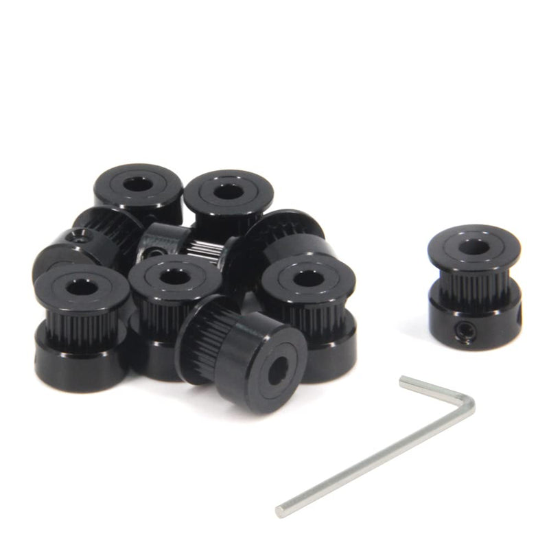 [Australia - AusPower] - Zeberoxyz 10pcs/set GT2 Pulley Wheel 20 Teeth 5mm Bore Black Aluminum Timing Belt Idler Pulley for 3D Printer 6mm Width Timing Belt (20T-5mm Bore-Black) 20T-5mm Bore-Black 