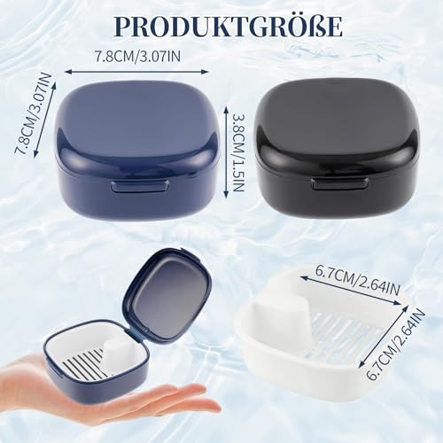 2 Piece Denture Box, Denture Box with Sieve, Portable Dentures Bath Box