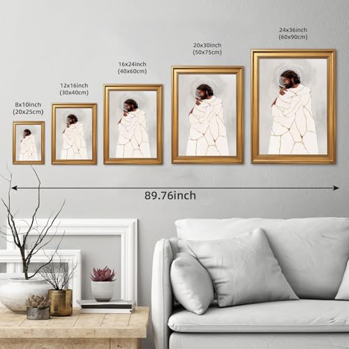 Framed Jesus Healing Embrace Wall Art Christ Comforting the Broken-Hearted Religious Easter Print Christian Canvas Painting Inspirational Poster Picture Modern Faith Decor for Home Office 12x16inch 12"L x 16"W 2-Jesus Healing Embrace