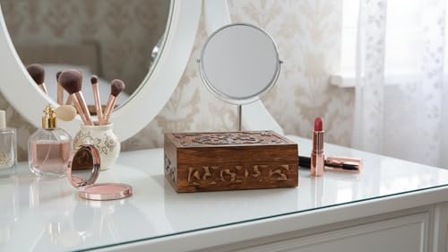 Handmade Wooden Jewelry & Keepsake Box, Decorative Storage Box, 8 x 6 Inch Antique Finish