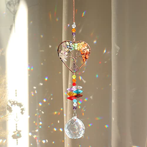Crystal Sun Catcher Indoor Windows Hanging Tree of Life SunCatchers with Prisms, Chakra Decor for Home, Healing, Pack of 3 Style5
