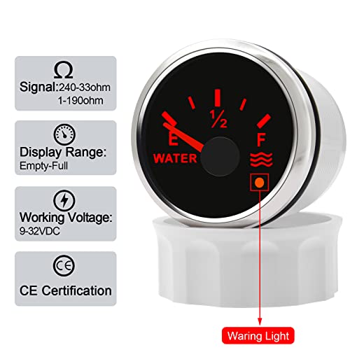 KAOLALI Water Gauge - 52mm/2in Water Gauge for Boat RV Camper (9-30V DC)