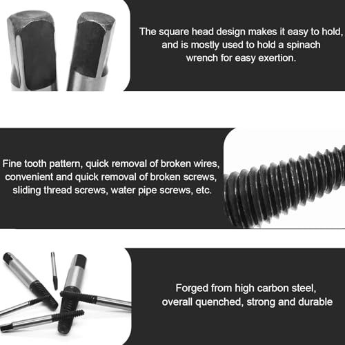 HUANR 8-Piece Screw Extractor Set, Left Extractor Set for 4-45 mm | Carbon Steel Screw Extractor with Storage Box for Removing Damaged Screws and Pipes