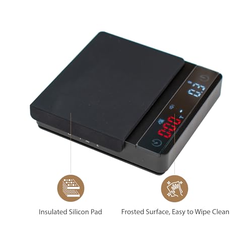 MiiCoffee Nano Pro Coffee Scale with Timer, Espresso Scale with Auto Tare, Aluminum Body, Touch Sensor and Silicone Cover Nano Pro (Black)
