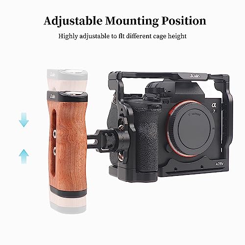 Hersmay Wooden Side Handle Quick Release Camera Hand Grip with 1/4"-20 Screws Stabilizer with ARRI-Style Mount Screw & Cold Shoe Mount for DSLR Mirrorless Video Camera Cage