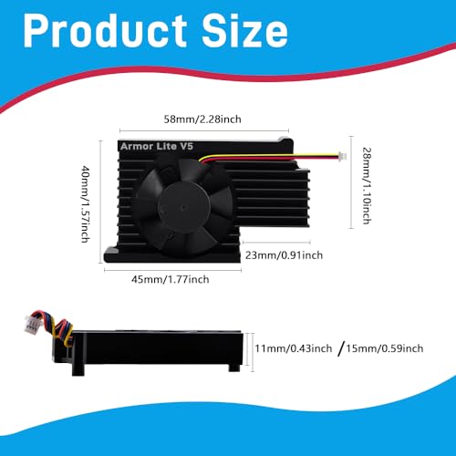 GeeekPi Active Cooler for Raspberry Pi 5, Armor Lite V5 Cooler with PWM Fan, Aluminum Heatsink for Raspberry Pi 5 2GB/4GB/8GB/16GB For Pi 5