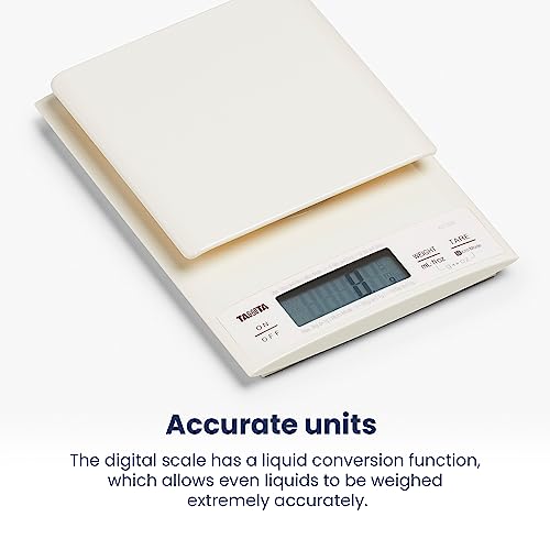 Tanita KD-320 Digital Kitchen Scale Cream – Precision Digital Kitchen Scales 3kg, Stainless Steel Platform, Food Weighing Scales for Cooking & Calorie Counting, Kitchen Essentials