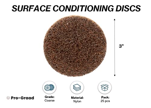 Pro-Graad R-Type 3-inch coarse brown surface conditioning quick change disc, 25-pack