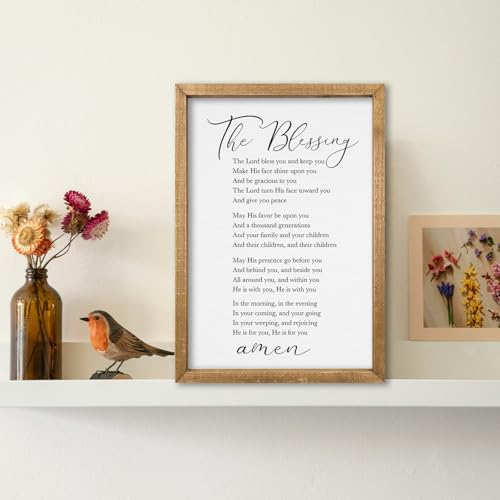 comurdyo The Blessing Bible Verse Wall Art, 16"×11", Wood 16"L x 11"W The Blessing (Wood)