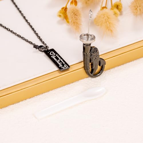 Gredstar Fishing Urn Necklace for Ashes, Angel Wing Hook Memorial Pendant