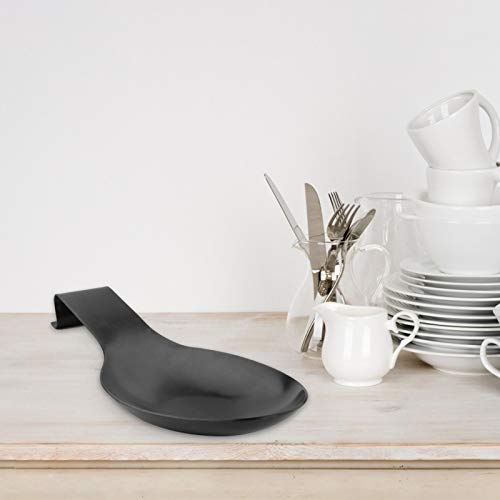VanlonPro Stainless Steel Spoon Rest, Spatula Ladle Holder, Stainless Steel Utensil Spoon Rest Holder, Brushed Finish, Dishwasher Safe 9.8 x 3.7 Inch (Gold + Black, 2PCS) 2.#Gold+Black