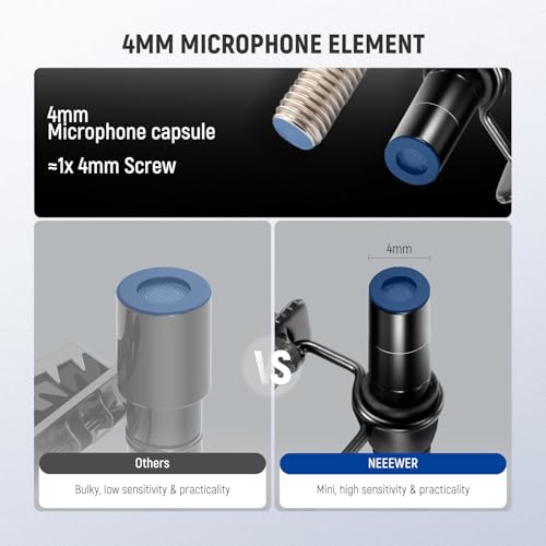 NEEWER LM8 ø4mm Mini Lavalier Microphone (2 Pack), Clip On Wired Condenser