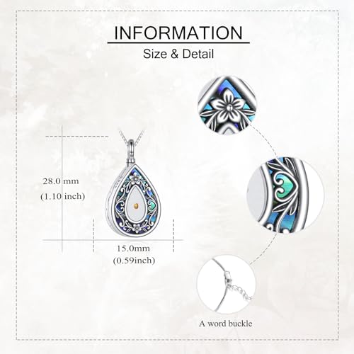 URONE Mustard Seed Urn Necklace for Ashes Sterling Silver Flower Pendant Memorial Gifts Keepsake Memory Cremation Jewellery for Women