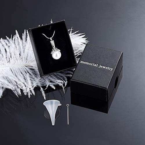 Memorial Jewelry Pearl Urn Necklace - Cremation Ashes Holder Keepsake for Women Silver