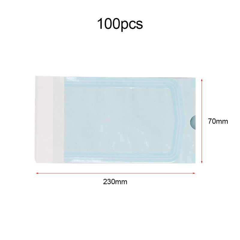 Self-sealing sterilisation bag, self-sealing sterilisation bag, PVC dental sterilisation bag bag, autoclave steriliser bag for cleaning tools, 100 pieces, 70 x 230 mm