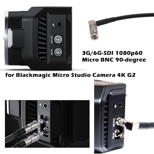 6G SDI 1080p Video Cable High Density for Blackmagic Video Assist 4K 5" Monitor, Micro Studio Camera 4K G2 DJI Lightbridge 2, Right Angle HD Micro BNC to BNC Male 1.5m
