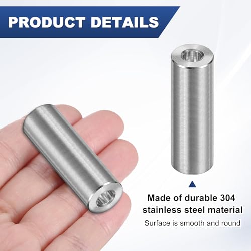 M METERXITY M6 304 stainless steel spacers, 6mm ID x 14mm OD x 40mm length, silver round bushings