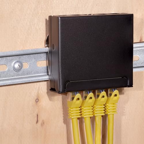 BIGtec 4 Port Patch Panel CAT6a Mini Patch Panel Network LSA Distributor RJ45 Patch Cable Network Cable Installation Cable Panel Metal Housing Wall Mounting Table Mount DIN Rail Mounting