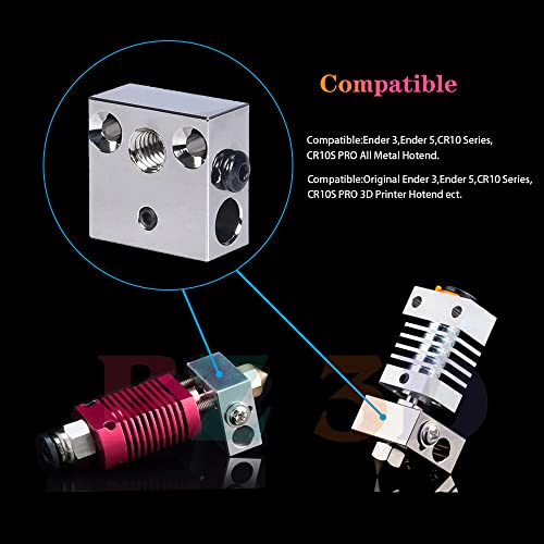 BZ 3D Ender 3 Heater Block,CR-10 Upgrade Plated Copper Heater Block,MK8 High Temperature Heating Block with Silicone Socks for Ender 3/Ender 3 V2/Pro/Ender 5/Plus/CR10/S4/S5 3D Printer Hotend.(2PCS) 2PCS Plated Copper
