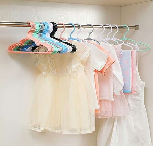 100 Pack White Baby Nursery Closet Hangers,Kids Plastic Hangers,Non-Slip Laundry Infant Pant & Coat Hangers for Newborn Clothes,Ultra-Thin Child Clothes Hangers for Girls Boys Toddler Kids 100