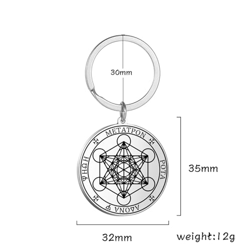 Metatron Cube Necklace for Men Sacred Geometry Pendant Seals of Archangel Angel Saint Michael Statement Keychain Spiritual Protection Talisman Religiou Jewelry Archangel Silver 2