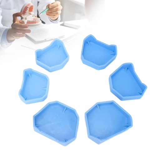 Dental Plaster Model Base, 6 Pieces Dental Impression Material Molding Tray, Silicone Lab Model Molding Tray for Dentist, Suitable for Various Trays
