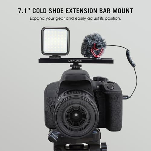 7 Inch Cold Shoe Mount Bracket Cold Shoe Extension Bar, Aluminum Sliding Rail Hot Shoe Mount Bracket with 1/4" & 3/8" Thread for DSLR Camera LED Video Light Microphone Monitor (62033)