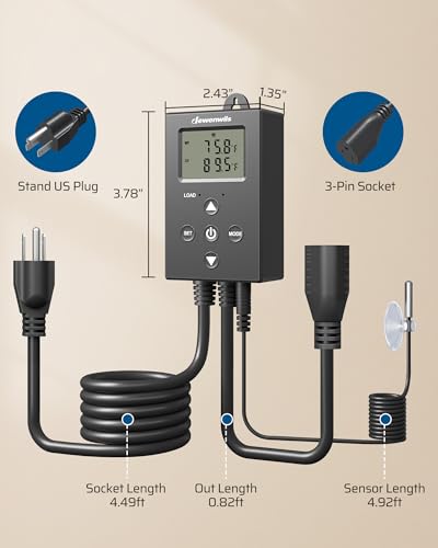 DEWENWILS temperature-controlled outlet for heating and cooling, -22 to 221°F, 10A/1200W