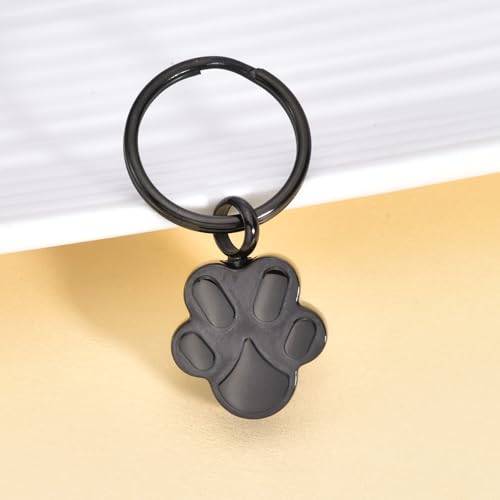 RIPFEVURN Pet Cremation Jewelry Dog Cat Paw Urn Keychain for Ashes for Women Men Memorial Keepsake Pendant Black-2
