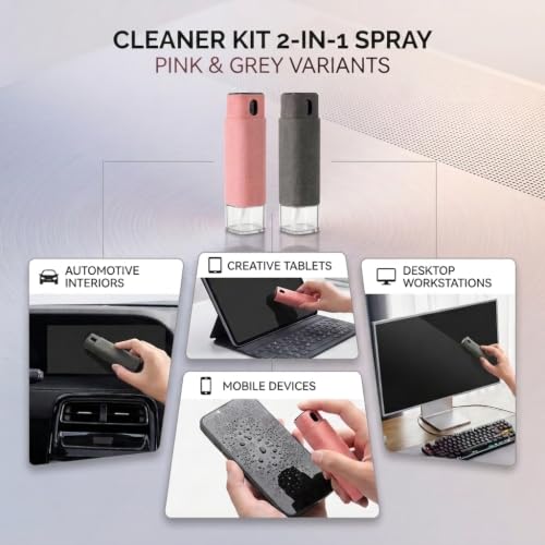 Screen Cleaner Kit with Spray & Microfiber Cloth, Alcohol Ammonia Free Portable Lipstick Size Mist Cleaner for iPhone iPad Laptop Computer Car Touch Screens, Streak Free Removes Fingerprints Oil