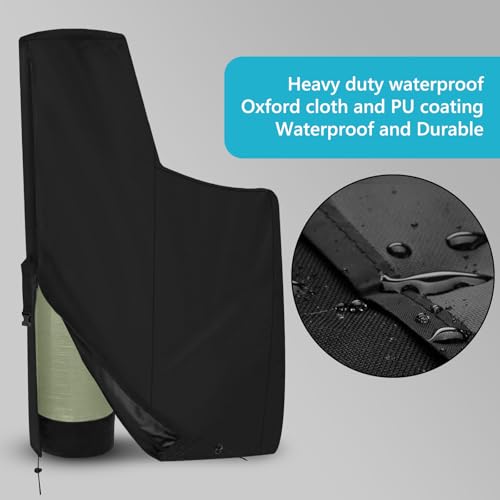 MUTUSHI black water softener cover with split zipper, drawstring, and elastic buckle, 64"H x 40"W x 16"D