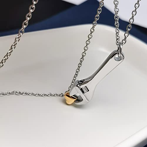 Wrench Cremation Urn Necklace for Ashes Carpenters Tool Cremation Jewelry Keepsake Memorial Jewelry Gift for Women Brother