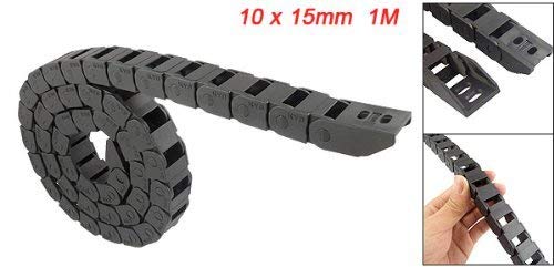 [Australia - AusPower] - URBEST 10mm x 15mm Black Plastic Flexible Nested Semi Closed Drag Chain Cable Wire Carrier 1M for Electrical Machines 10x15mm 