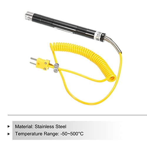 sourcing map K Type Surface Thermocouple Temperature Probe Sensor Stainless Steel -58 to 932°F (-50 to 500°C) 5.6ft 15x15mm