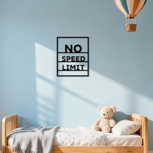 Metal No Speed Limit Sign Inspirational Wall Art Positive Affirmations Wall Decor, Motivational Art for Boys Bedroom living Room Bathroom Home Office Classroom, 10.5x13 Inch