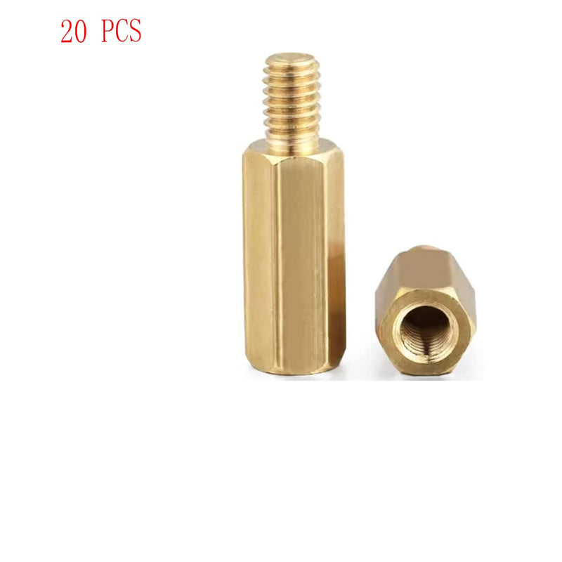 [Australia - AusPower] - Male to Female Thread Spacer Screws Brass Hex Standoff M3 x 6mm + 6mm PCB Pillar for Drone Quadcopter, Computer and Circuit Board, Pack of 20, Gold 