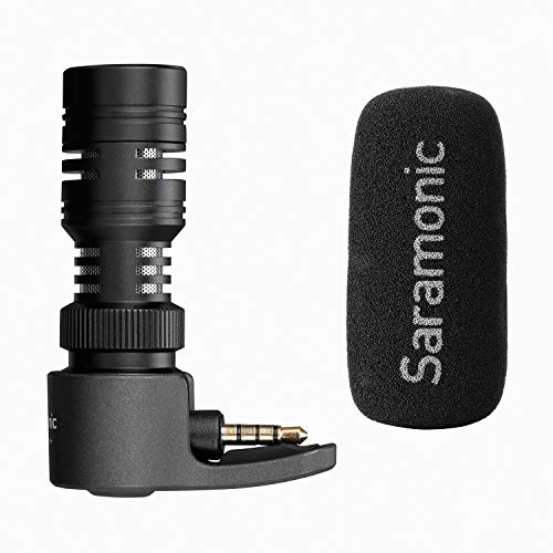 TRRS Plug and Play Directional Microphone, Saramonic Video Shotgun Mic with Monitor for iPhone8 7 6 Android & Windows Smartphones,for Youtube,Interview,Studio,Video Recording,Vlog,Noise Cancelling Mic SmartMic+