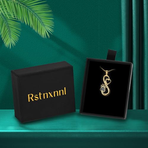 Infinity Pet Paw Cremation Jewelry Urn Necklaces Infinity Urn Pendant Necklaces for Ashes Memorial Keepsake Pendant for Women Gifts With Funnel Kit & Bag Gold