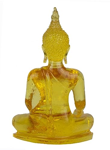 BUDDHO Buddha overcoming Temptations Buddha Statue 4" H. Poly Resin Thai Buddha Statue for Home Decor Buddha Decor Small Gift Office Gift Sculpture Figurines Zen Altar (Yellow) Yellow