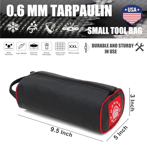 RE ROUGH ENOUGH small tool bag pouch, compact black EDC organizer with zippered compartments